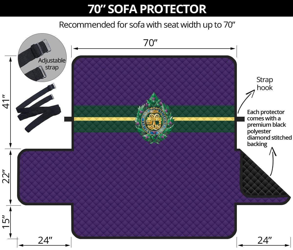 sofa protector 70" Argyll and Sutherland Highlanders 3-Seat Sofa Protector