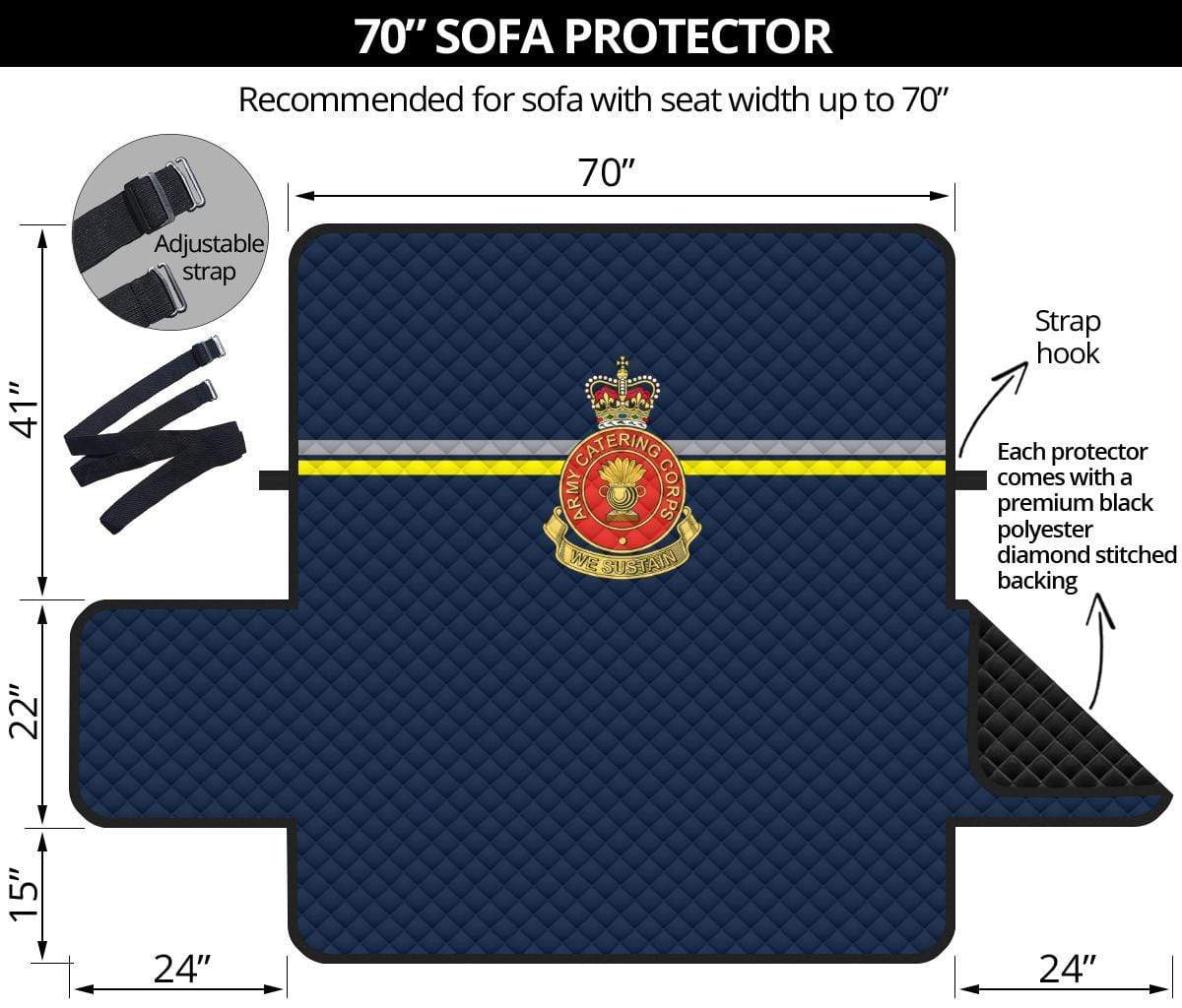 sofa protector 70" Army Catering Corps 3-Seat Sofa Protector